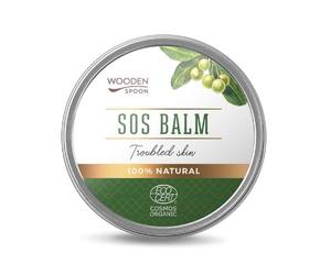 WOODEN SPOON Organic Certified SOS Balm Troubled Skin 60ml, Protective Balm with Non-Nano Zinc Oxide for Dry & Sensitive Skin