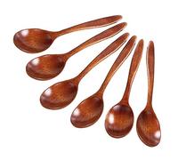 Wooden Spoon Set Handmade Wood Spoon Craft for Tea Coffee Honey Sugar Condiment Rice Kids Spoons 6 Piece