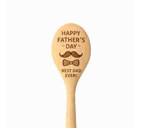 Wooden Spoon with Happy Father's Day Engraving, Best Dad Ever, Mustache and Bow Tie Design