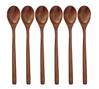 Wooden Spoons, 6 Pieces 9 Inch Wood Soup Spoons for Eating Mixing Stirring, Long Handle Spoon with Japanese Style Kitchen Utensil, ADLORYEA Eco Friendly Table Spoon