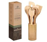 Wooden Spoons Cooking Utensils-8pcs Wooden Kitchen Utensils Set,Includes Cooking Spoon Spatula Turner Fork Kitchen Tongs,Easy to Clean,Great Gift for Friends and Family