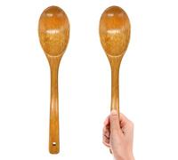 Wooden Spoons for Cooking 12inch, 2PCS Long Wooden Spoon Handle Wooden Cooking Spoons Wood Serving Mixing Soup Spoons for Baking, Stirring