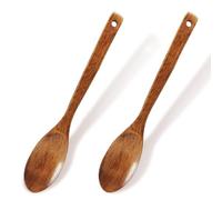Wooden Spoons for Cooking - 2-Pack Teak Wooden Spoons, Durable Cooking & Stirring Utensils for Tea, Coffee, Jam, Desserts - Natural, Eco-Friendly Wooden Teaspoons for Kitchen Use