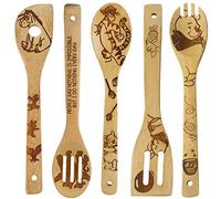 Wooden Spoons for Cooking, 5 Pcs Premium Cartoon Bear Burnt Wooden Spoon and Spatula, Cute and Practical Cookware Set, Cooking Gifts for Women, Housewarming Gifts
