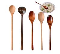 Wooden Spoons for Cooking, 5 x Wooden Honey Spoons, Heat Resistant Kitchen Utensils for Sauce, Stirring Salad, Mixing Honey and Serving