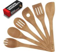 Wooden Spoons for Cooking, 6Pc Non Scratch Bamboo Cooking Utensils, Non-Toxic Wooden Utensil Set, Easy to Clean Kitchen Utensils Set