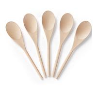 Wooden Spoons for Cooking, MORGLES 10-Inch Serving Spoons for Stirring Mixing Serving Long Handle Plastic Free Reusable Non Scratch Dishwasher Safe, 5PCS