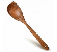 Wooden Spoons for Cooking, Natural Teak Wood Corner Spoon, Ergonomic Grip Spatula, Heat Resistant Utensils for Nonstick Cookware, Great Cooking Gifts