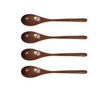 Wooden Spoons - Homiladi 4 Pcs 22.5CM Long Handle Table Spoons Set | Natural Wood Mixing & Serving Spoons for Cooking, Baking, Honey, Soup Stirring, Kitchen Utensils