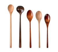 Wooden Spoons - Wooden Kitchen Accessories | Natural Wooden Spoons | Woodden Serving Spoons | 5 Pack Resistant Utensils for Honey, Soup, Sauce Preparation, Stirring, Mixing and Salad Mixing