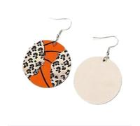 Wooden Sports Earrings - Multicolor Patchwork Ball Design, Lightweight Athleisure Jewelry for Gym to Street Style, Wood, No Gemstone