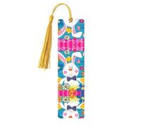 Wooden Spring Happy Easter Holiday Print Bookmarks with Tassel for Women,Men,Book Lovers,Page Markers for Students Teachers Reading