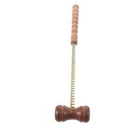 Wooden Spring-Loaded Massage Hammer with Bamboo Joint Handle | Rosewood Finish, Handcrafted Single-head Barbell Shape, for Lower Back Trigger Points, Travel Use