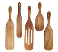 Wooden Spurtle, 5Pcs Skinny Mixing Stirring Spurtle Spatula for Sourdough Starter Flat Kitchen Spreading Cooking Tool for Starter Baking Sour Dough Gift