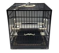 Wooden Square Birdcage White Metal Hook Vintage Patterns Hangable Breathable Portable Cockatiels