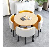 Wooden Square Dining Table Set Modern Round Square Dining Table Set With 4 Chairs Stylish Conference Table & Dining Room Furniture For Family Gatherings,15,90 * 73cm