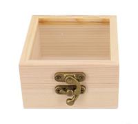 Wooden Square Hinged Box for Craft Storage Jewelry Organization Keepsakes and Personalized Decoration Projects Paulownia (8.5 * 8.5 * 5cm)