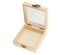 Wooden Square Hinged Storage Box Set in Paulownia Wood for Craft Projects, Personalised Keepsake, Jewellery, Rustic Storage Solution for Home Décor, Christmas Eve(12 * 12 * 5cm)