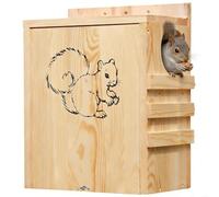 Wooden Squirrel House for Outside, Large Nesting Box for Squirrels, Chipmunks and Other Small Animals