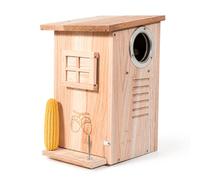 Wooden Squirrel House for Outside, Spacious Nesting Box with Viewing Window