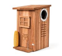 Wooden Squirrel House for Outside, Spacious Nesting Box with Viewing Window