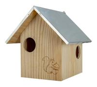 Wooden Squirrel House - Large Wildlife Nest Box with Metal Roof