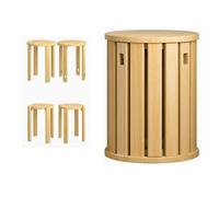 Wooden Stackable Stools Set of 4 Small Side Table Bar for Living Room Bedroom Office Dining Chairs Multi Functional Use (B)