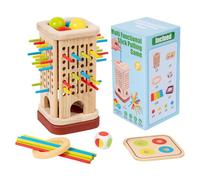 Wooden Stacking Bars - 30cm Natural Beech Wood Spindles, Hardware by Primary Color Type | Creative Building Pillars, Early Learning Geometry Kit, Agility Exercise Equipment, for