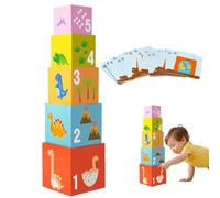 Wooden Stacking Puzzle Toy | Matching Color Classification Box - With Cards for Matching Colours and Wooden Puzzles, for Home Learning Travel and Kindergarten