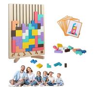 Wooden Stacking Puzzle Toy, Wooden Puzzle Board - Geometric Stacking Toy, Wood Stacking Puzz-le Toy Art, A Brain Teasers Toy Tangram Jigsaw Puzz-le Intelligence Colorful 3d Blocks (1Set)