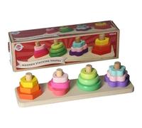 Wooden Stacking Shapes, Colourful Educational Toy, 4 Geometric Shapes, Suitable for Ages 12 Months & Up