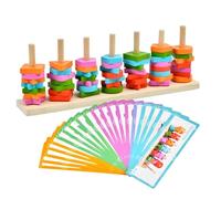 Wooden Stacking Toy, Colorful Stacking Game, 11.81x3.94x2.17 Inches Sorting Toys with Compact Size, Natural Wood Learning Puzzle, Challenge Toy with Educational Style, Sorting Game for Boys and Girls
