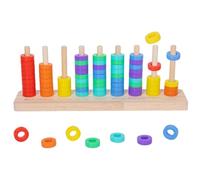 Wooden Stacking Toy - Improve Fine Motor Skills With This Colorful Sorting Game | Ideal For Ages 3 Years Old. Durable Wood Construction. Size Is 30x10.5x7cm.