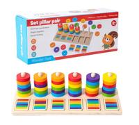 Wooden Stacking Toy - Montesѕori Sorting Game | 9.84 Inches Fine Motor Skill Blocks | Preschool Learning Activity Set, Hands On Activity, Ideal Learning Experience For Kids And Travel