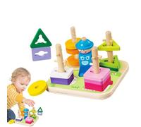 Wooden Stacking Toys,Educational Geometric Board - Shape Color Sorter | for Home Preschool Kindergarten Travel Playroom Home