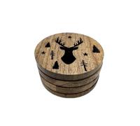 Wooden Stag Engraved Coasters Set of 4 Modern Design Dark Style Wooden Aesthetic