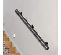Wooden Stair Handrails, White handrails, Indoor Anti-Slip Handrails, Attic Stair Decoration, Corridor Support Rods, Wall Handrail with Installation Kit. (Black, 200cm)