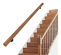Wooden Stair ils for Wall Mount - 1ft-14ft Adjustable Banister Railing with Metal Bracket Support Kit - 8.2ft Outdoor Stairway Grab Rail
