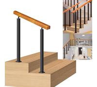 Wooden Stair Railing - Complete Kit 30-140 cm Adjustable Wrought Iron Posts Black Indoor/Outdoor il 95 cm Height Perfect for Home Safety & Decor