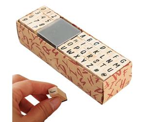 Wooden Stamp Set - 3.5x1x1cm Character Symbols Pack, Rectangular Design Imprints, Creative Printing Tool with Ink Cushion for Wedding Invitations Gift Wrapping | Photo Albums Party Greeting