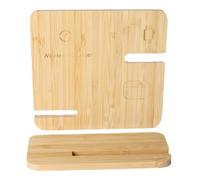 Wooden Stand, Charging Pad, Natural Finish Compact Eco Friendly Portable Sustainable Lightweight Strong Build Stable Base, Wireless Charger for Mobile Gadgets Home Bedroom, 5.49x5.18x0.93Inches