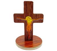 Wooden Standing Crucifix,Wall Cross Crucifix Jesus Christ Standing Cross for Table or Wall Small Crucifixion with Detachable Stand for Home Decor
