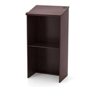 Wooden Standing Desk Lectern Desk Pulpit W/cable Holes-Brown