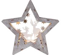Wooden Star LED Christmas Scene Light Up Decoration Festive Xmas Ornament Decor