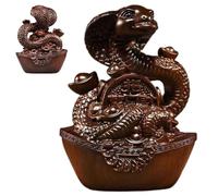 Wooden Statue Traditional Chinese Figurine - Wood Carving Tabletop Snake Figurines for Car, Study Bedroom, Living Room, Work Area
