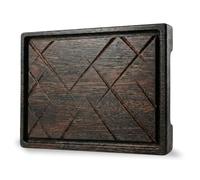 Wooden Steak Board 35 × 25 cm - Solid Oak Steak Serving Board with Juice Groove, Thick Meat Platter for BBQ, Burger, Cheese - Natural Wood Kitchen Board, Steak Lovers Gift (Large)