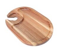 Wooden Steak Plate with Wine Glass Holder Versatile Cheese Board for Entertaining