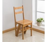Wooden Step Ladder Chair - Space-Saving Design for Kitchen, Office, and Library Use