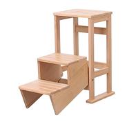 Wooden Step Stool,Folding Ladder Stool Solid Wood Dual Use Family Restaurant High Stool Chair Flower Stand 3 Step Change The Shoe Bench