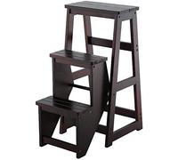 Wooden Step Stool,Folding Steps Creative Solid Wood Library Ladder Stool Multifunctional Flip Foldable Design Step Stools Living Room Kitchen Changing Shoes Folding Stool